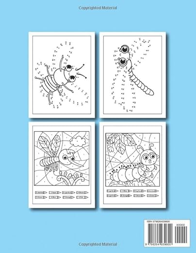 Insect Color by Number and Dot to Dot: Fun and Educational Activity Book with Butterflies, Bees, Ladybugs, Beetles, and More