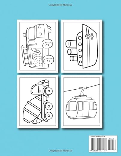 Vehicles Coloring Book For Kids: Fun and Easy Coloring Pages with Cars, Trucks, Trains, Airplanes, Boats, and More