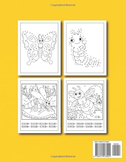 Insect Activity Book Color by Number & Dot to Dot Puzzles: Creative Bug-Themed Learning Adventures with Butterflies, Beetles, Ladybugs, Bees & More for Number Practice and Fun Puzzle